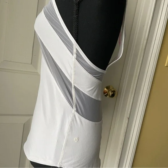 LULULEMON Mesh Tank Top size 2 White Pink - Picture 3 of 4